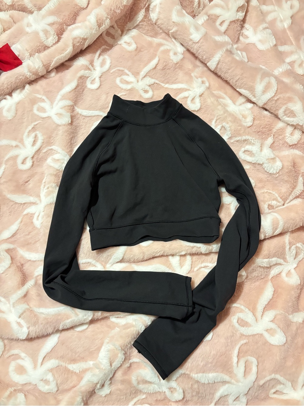 lululemon athletica Black/charcoal gray Cropped Mock Neck Long-Sleeve Top